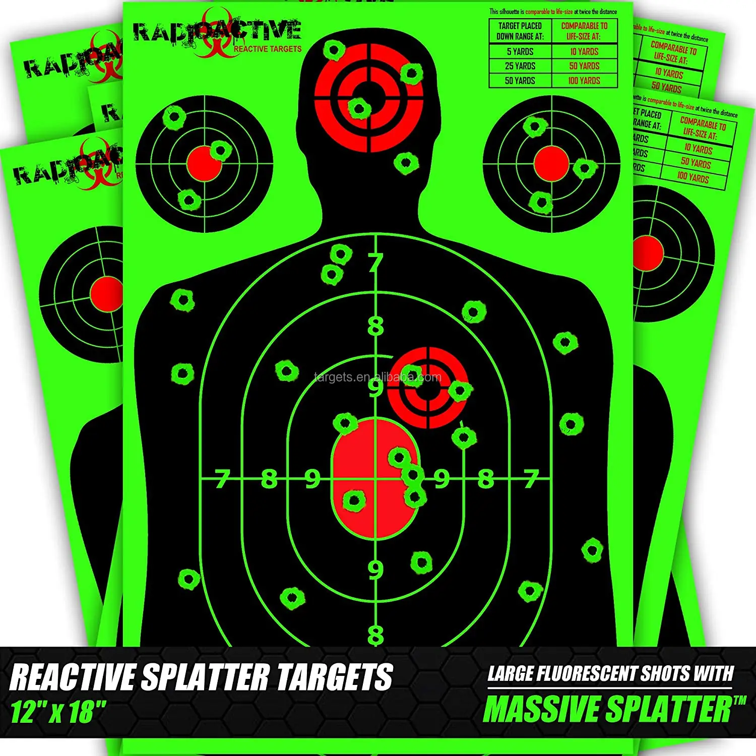 

Shooting Targets 12 x18 inch Silhouette Reactive Shooting Target Fluorescent Green, Yellow