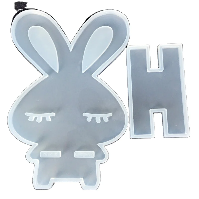 

DIY silicone epoxy resin mold mobile phone holder mold long-eared rabbit Pikachu high mirror craft, White