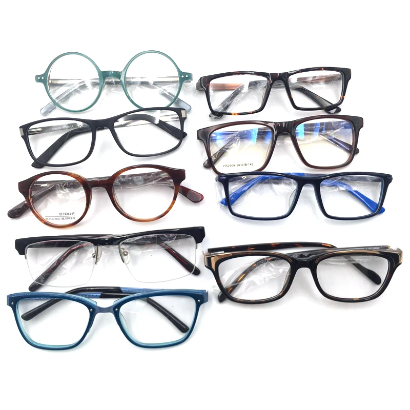 

Cheap stock assort spectacle frame ready made mixed colors glasses high quality Acetate optical eyeglasses frames, Mixed color