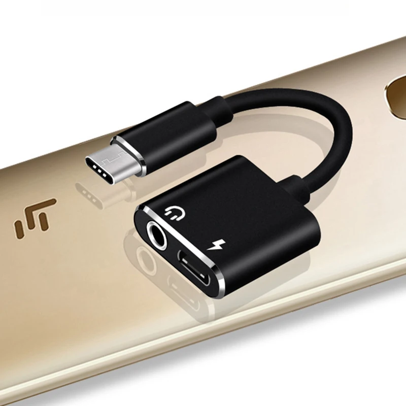 

High quality Type C Female Audio 3.5mm Headphone Jack Suitable For Mobile phone 2 in 1 Adapter, Black/red/gold/rose gold/silver