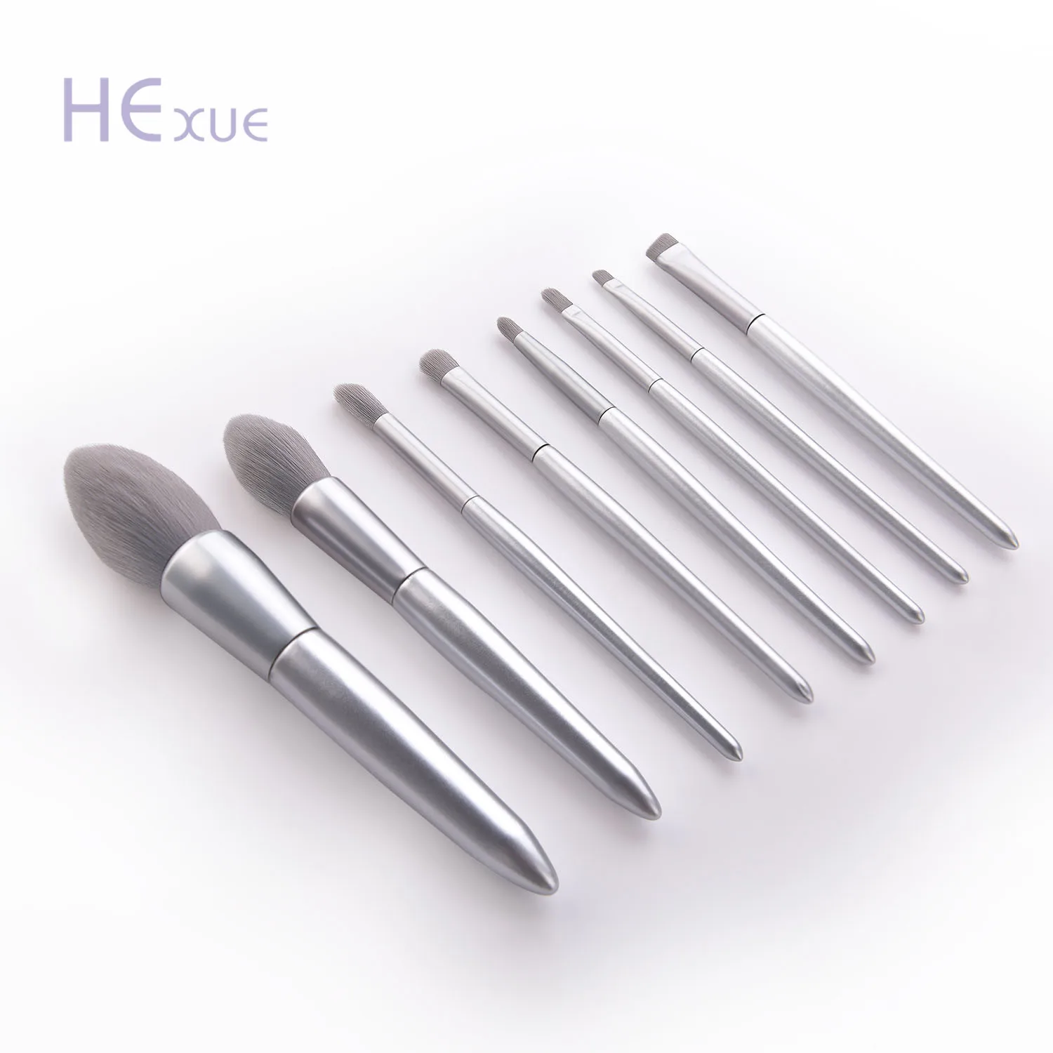 

Factory hot sale 8pcs brochas maquillaje set brochas maquillaje make up brushes silver good price