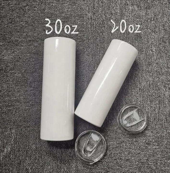 

Wholesale Free Shipping 20oz blank tumblers Stainless Steel Cup coffee mug Sublimation straight Tumbler, White