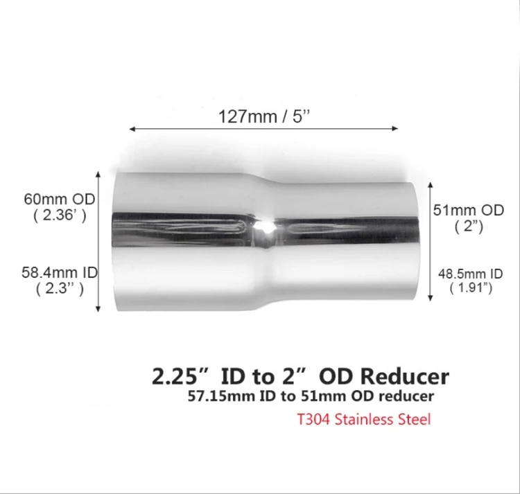 GOZAR 3 Inch ID To 2 Inch OD Stainless Steel Turbo Exhaust Pipe Connector Adapter Reducer Tube 