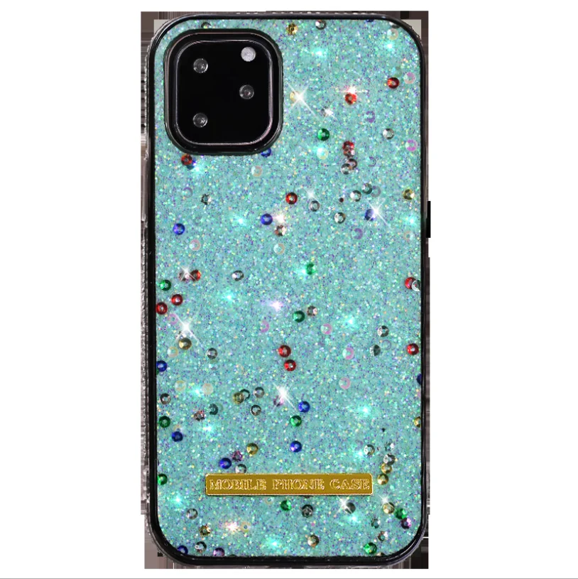 

Diamond border Colorful side diamonds tpu+pc Phone Case Cover for iPhone 12 Pro Max, Black