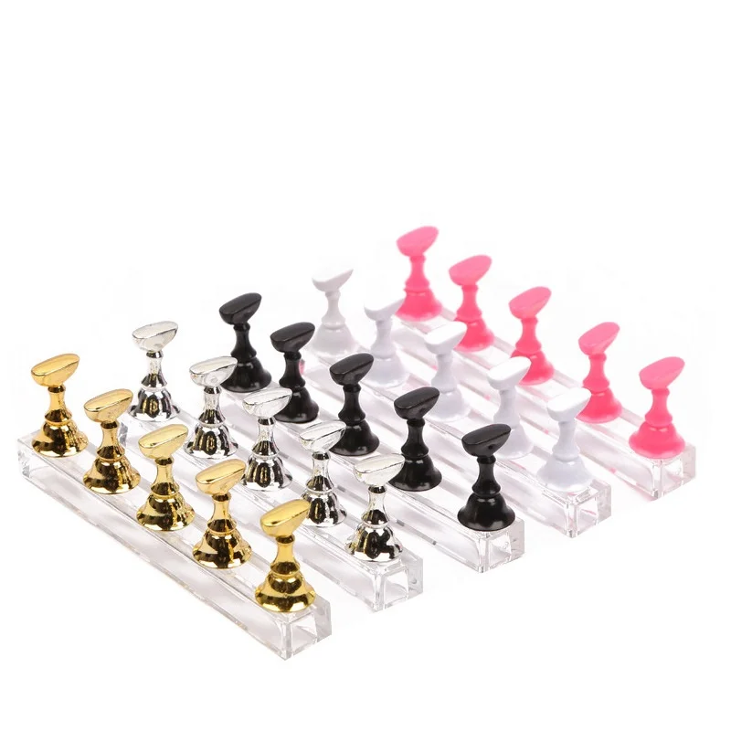 

Best Selling Nail Polish Display Bar Chess Board Magnetic Nail Tip Practice Stand Stuck Holder Acrylic Magnet Nail Tips Stand, Gold silver black white pink