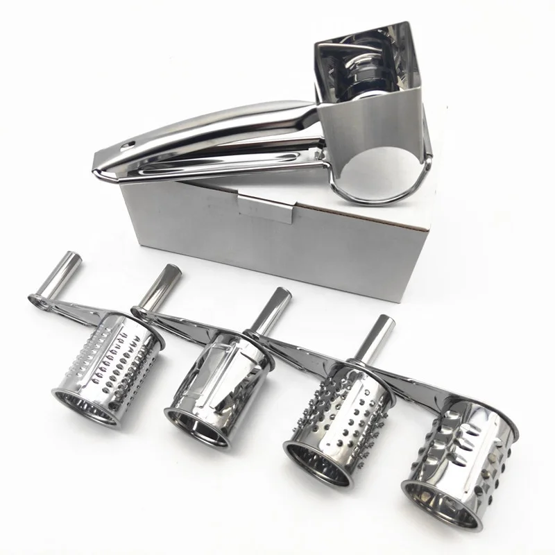 

Cheese Cutter Slicer Shredder Rotary Cheese Grater Stainless Steel Cheese Shredder with 3 Sharp Drums