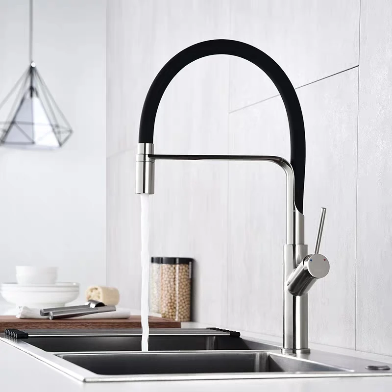 Pull Down Faucet Kitchen Single Handle Chrome Polished Sink Mixer Taps