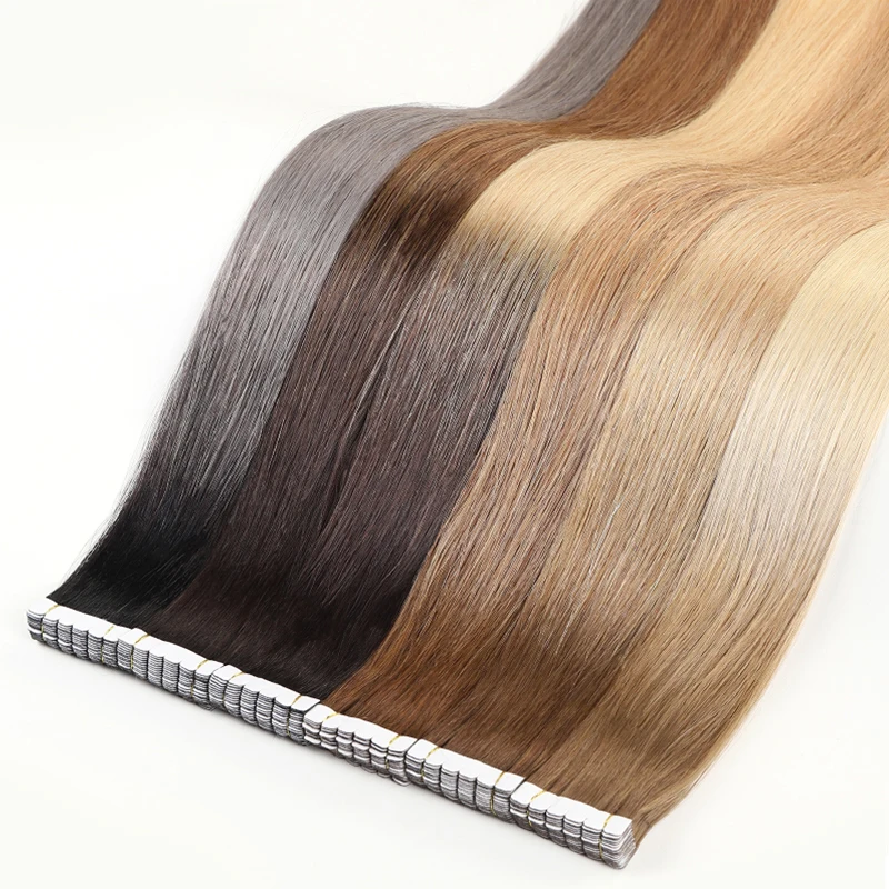 

invisible tape hair extension double drawn high quality 22 inch brown straight remy virgin 100% human hair tape in extensions