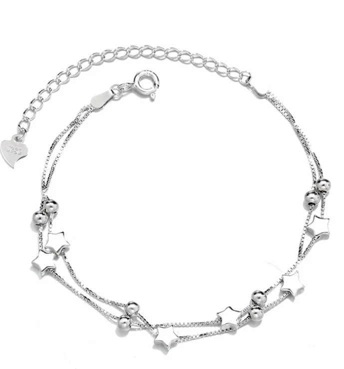 

TRENDY luxury Simplicity Korean style sterling silver women chain star letter anklets