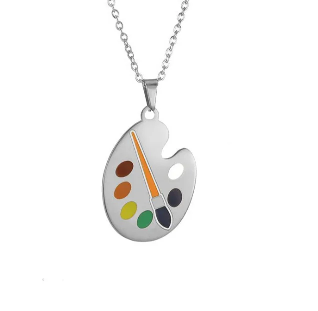 

Artist Palette Pendant Necklace Stainless Steel Necklace Women Jewelry Necklaces 03NC119