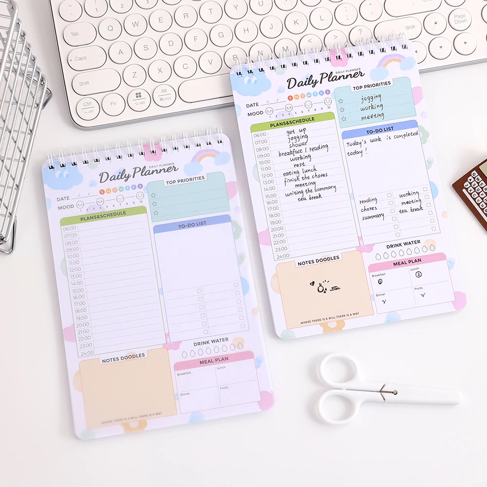 IMODA Stationery A5 Undated Daily Planner Hourly Plans&Schedule Notebook to Do List Notepad Suitable for Office Home and School
