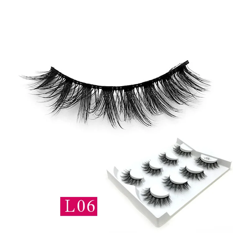 

Saiyii 4 Pairs Thick Handmade Soft False Eyelashes Custom Soft 3D Mink Lashes Makeup Fake Eyelashes Wholesale, Black/custom