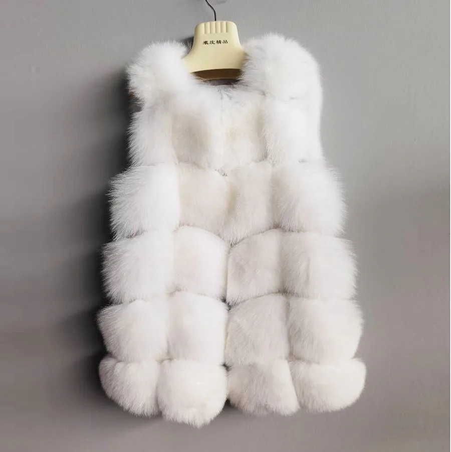 

QC8046 women winter fur coat real fox fur vest hot sale fashion fur plus size women's vests & waistcoats