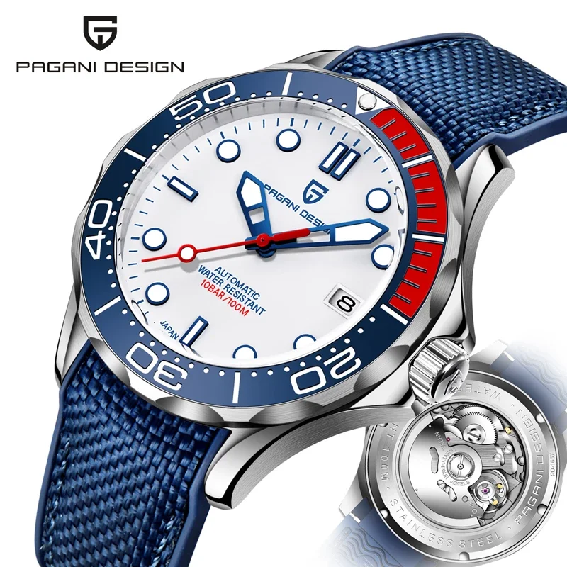 

2020 New PAGANI DESIGN Men's Mechanical Watch Automatic Luxury Waterproof Sapphire Glass Men Rubber Nylon Wrist Watches PD-1667, Shown