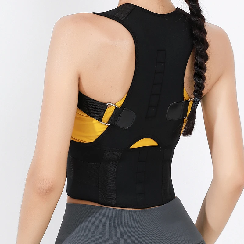 

2021 High Quality Orthopedic Neoprene Women Shoulder Brace Lower Back Lumbar Support Belt Magnetic Posture Corrector, Black
