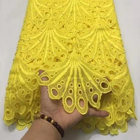 

Pretty lady clothes cord lace fabrics stone yellow nigeria guipure lace for wedding dress 2019
