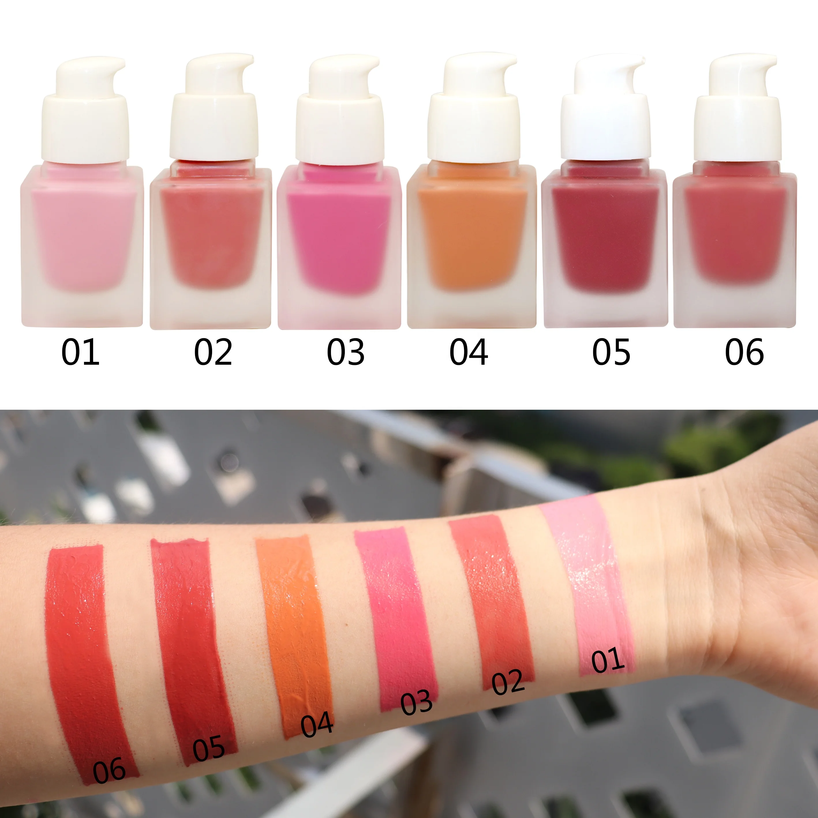 

Multifunctional tint makeup no logo waterproof private label liquid blush, 6 colors