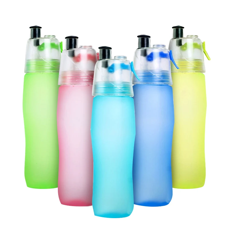 

Tritan BPA Free Plastic Spray Drink Water Bottle Sport with Mist Spray, Pink, blue, light blue, green