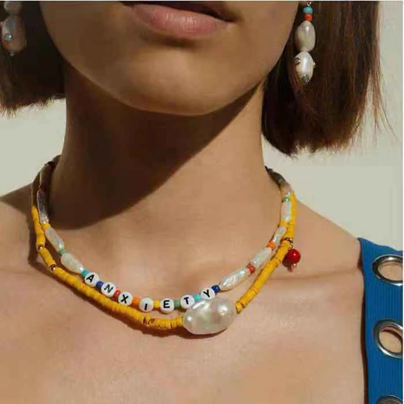 

20027 Dvacaman 2019 Hot Sell Fashion Bohemia Colourful Stone Shell Charm Unique Crystal Statement Necklace Earrings For Women, As picture