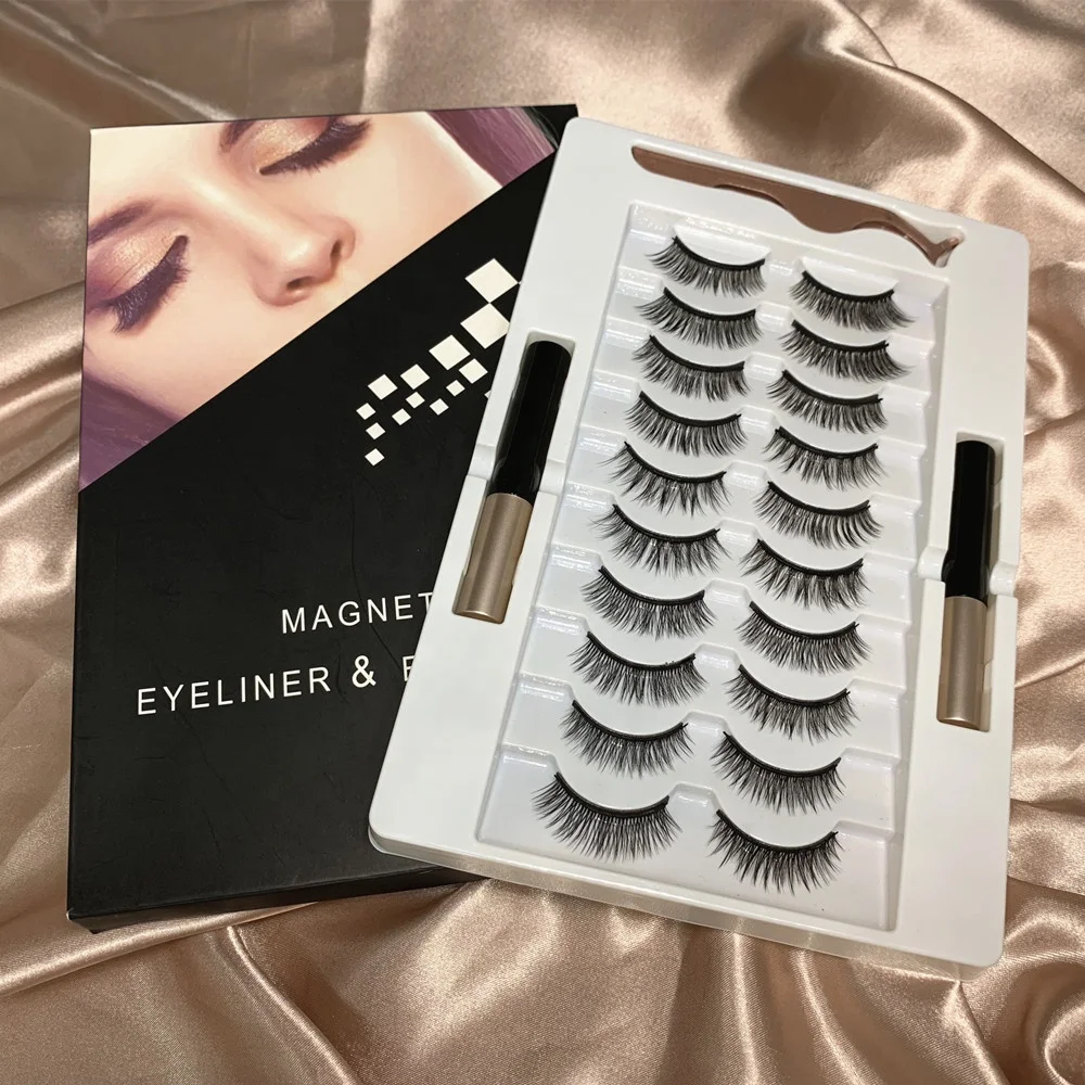 

Magnetic Eyeliner and Magnetic Eyelash Kit,No Glue Reusable Silk False Lashes,Easier To Use Than Traditional Magnetic Eyelashes, Custom color