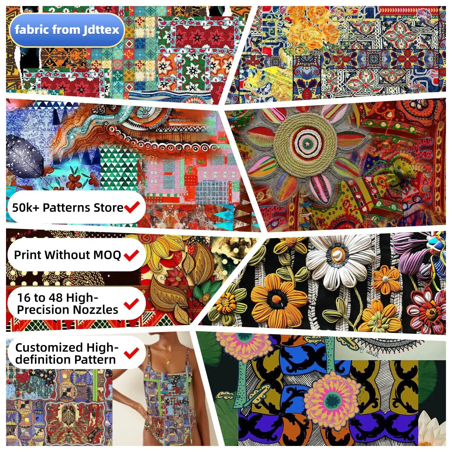 Jdttex Nylon Spandex Digital African Print Swimwear Fabric