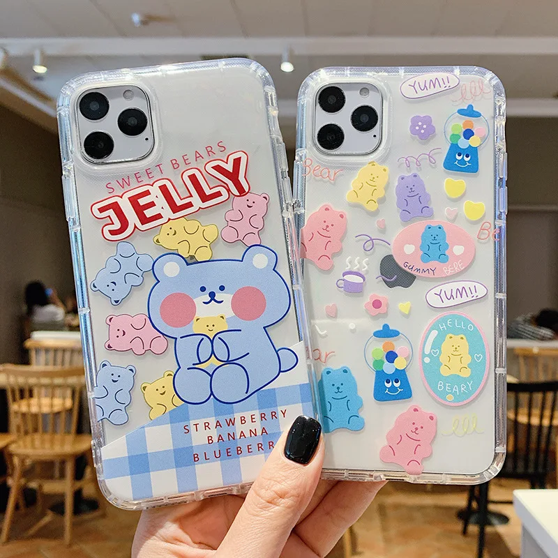 

Clear Case for iPhone 11 Pro Case Creative Lovely Bear Soft Silicone Back Cover Phone Case for iPhone 11 XS MAX XR X 7 8 Cover