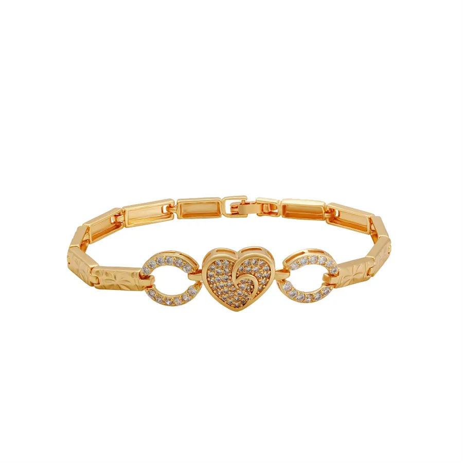 

Bracelet -617 Xuping jewelry elegant classic heart-shaped diamond set delicate 18K gold bracelet