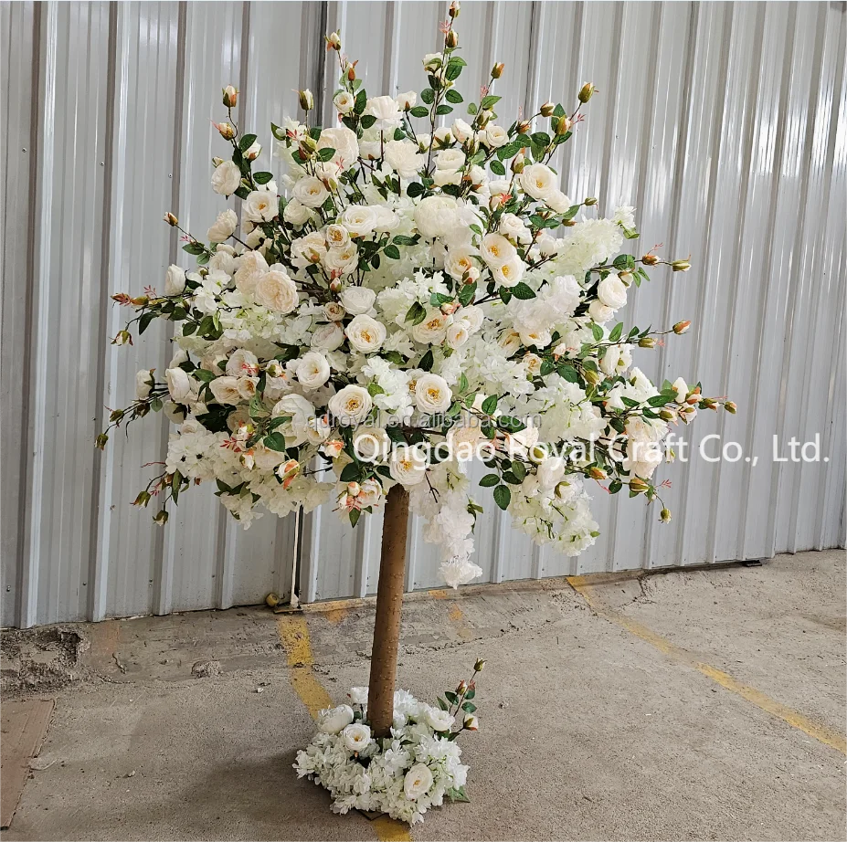 High Quality Wedding Event Table Centerpiece Floral Arrangement Artificial Roses Flower Tree Silk Flowers