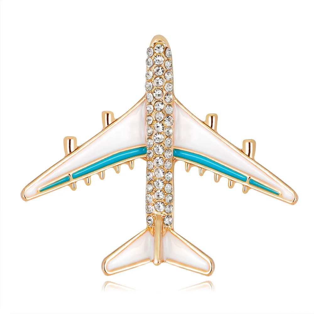 

Fashion Exquisite Aircraft Airplane Pin Brooch Personalised Badge Pin Gift Brooch for Women BHX003