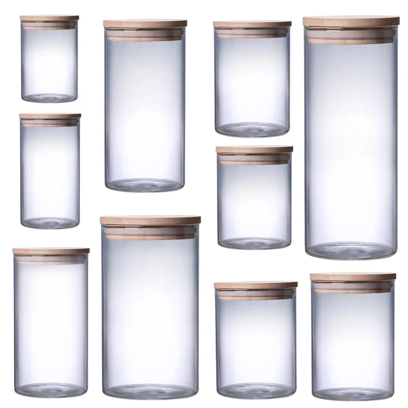 

Glass Airtight Storage Jars Set 300ML/10.5OZ Spice Jars With Bamboo Lids and Labels Small Food Cereal Storage Containers