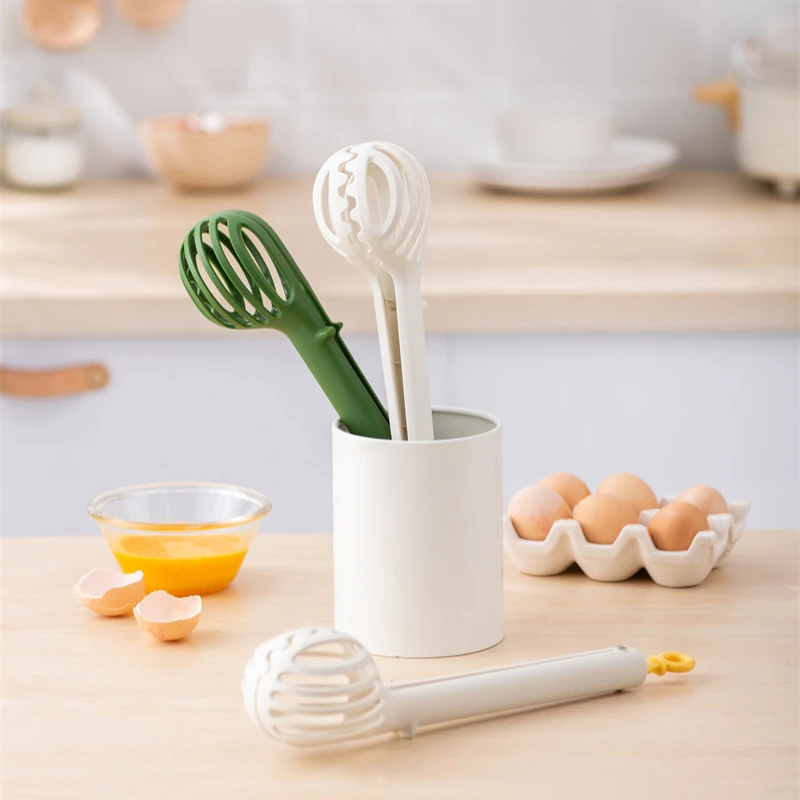 

Pinmoo Kitchen Gadget New Design 3 in 1 Egg Beater Whisk Tongs Anti Scalding Food Clip Manual Baking Tool