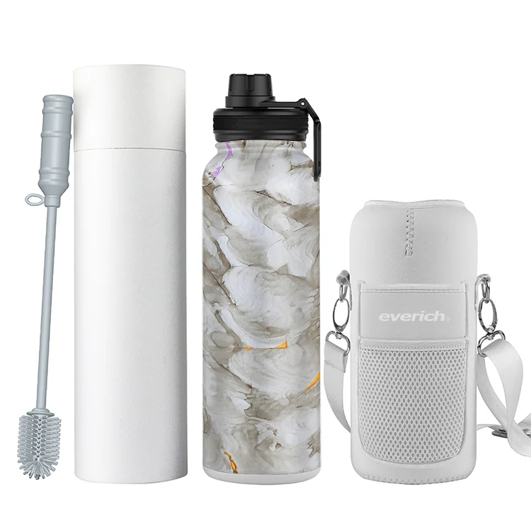 

Hot Selling Customized Insulated Water Bottle Bag Travel Tumbler with Brush Leak proof Flask, Custom color