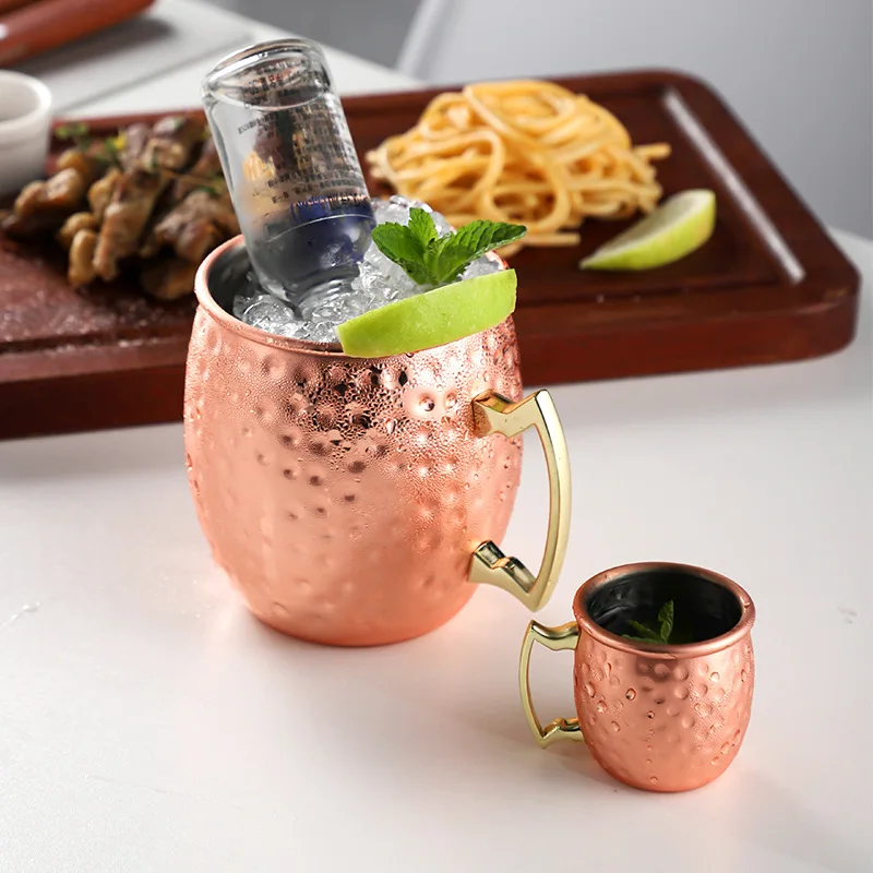 

Hot selling rose gold brass hammered cup stainless steel 304 copper beer Moscow mule mug