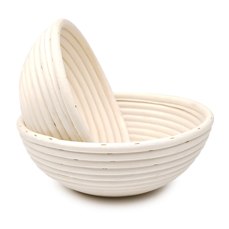 

European Bread Making Home Kitchen Tools Bread Proofing Round Bowl Free Sample Rattan Basket Sets, White