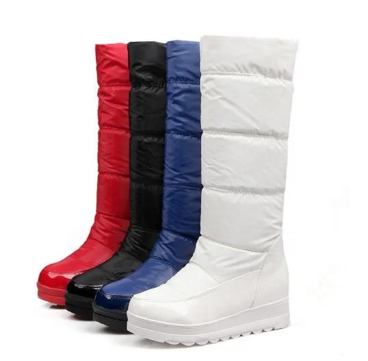 

2020 fashion hot sale ladies thickened faux fur plush winter warm down snow boots women shoes flat platform ankle boots, White, black, blue, red