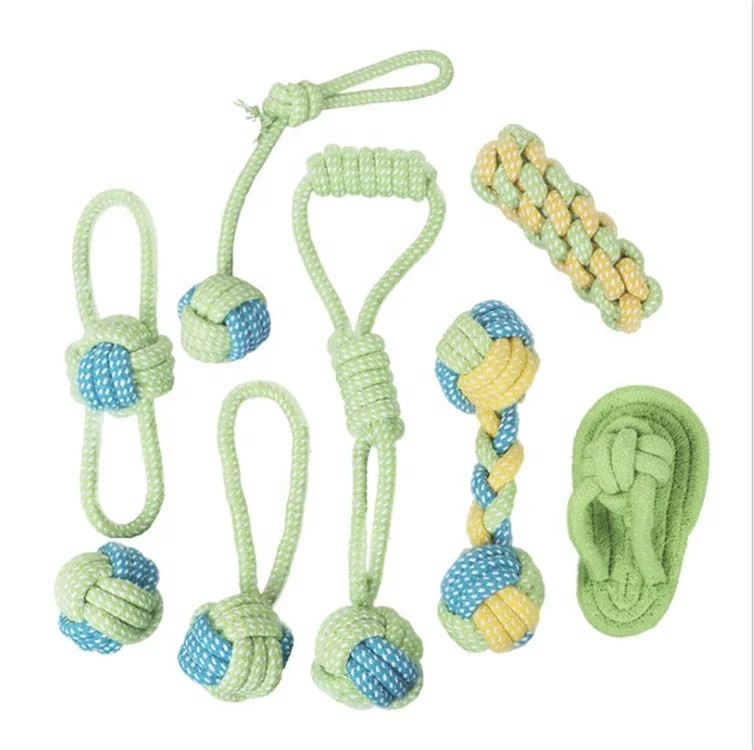 

Pet cleaning teeth rope knot set cotton rope toy molar anti-bite dog rope knot toy, Random color