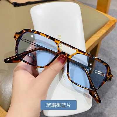 

2021 New fashion double-beam sunglasses personality hollow trendy sunglasses for men and women net Square sunglasses wit