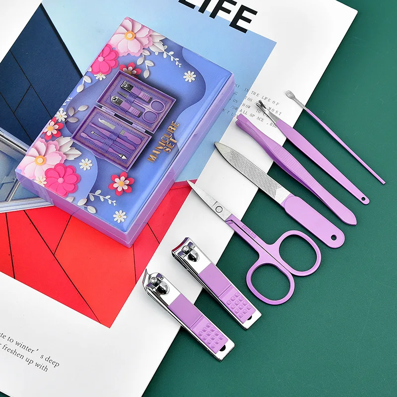 

Custom Logo 7pcs Manicure Set Professional Nail Clipper Pieces Stainless Steel Pedicure Kit with Luxurious Travel Case