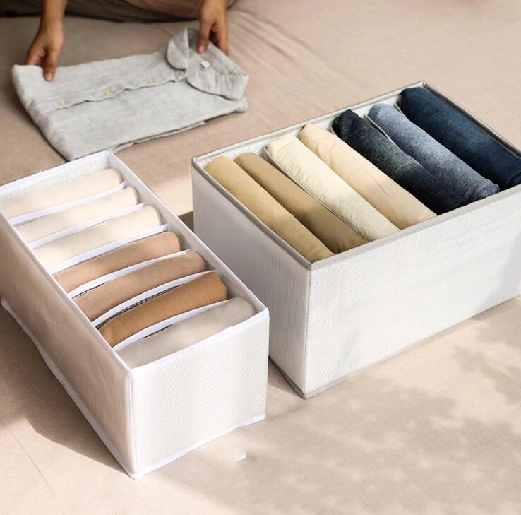 

Upgraded Wardrobe Clothes Organizer Large Washable Foldable Jeans Organizer for Closet Clothing Organizer for Jeans, White, grey, green, pink