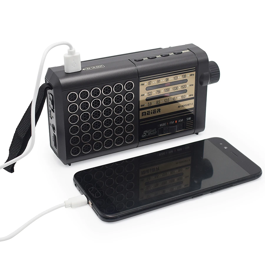 

Perfect Sound Quality USB/ TF MP3 Player and FM/AM/SW 3 Band Solar Home radio, Black