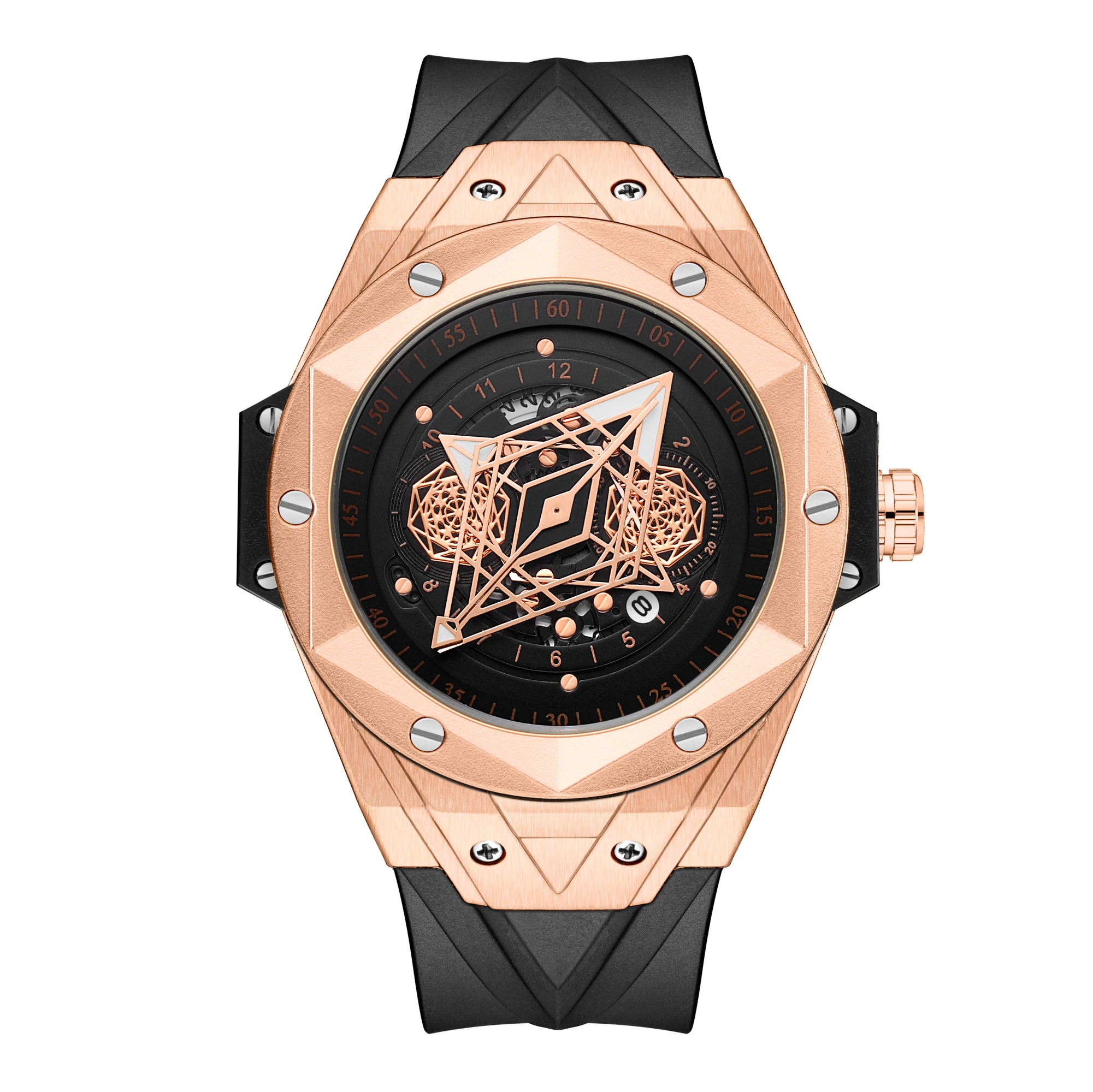 

Wholesale Men Sport Watch Luxury Design Bang Series Mens Fashion Quartz Watches Silicone Band Auto Date Wristwatch
