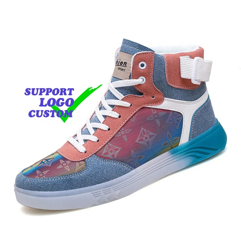 

US Men 6-10.5# Wholesale Logo Custom Private Label Middle Cut Brand Design Reflective Sneakers Men's Casual Shoes
