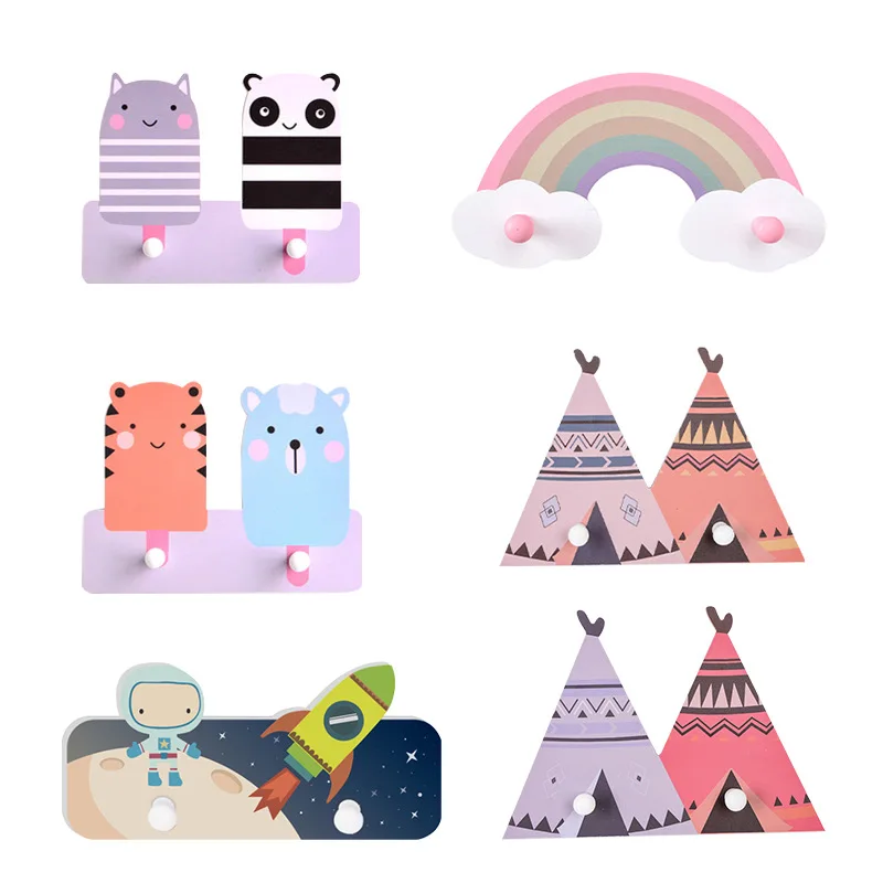 

Wood Plastic Cartoon Coat Hook Home Office Door Bedroom Coat Rack Wall Hanging Household Items