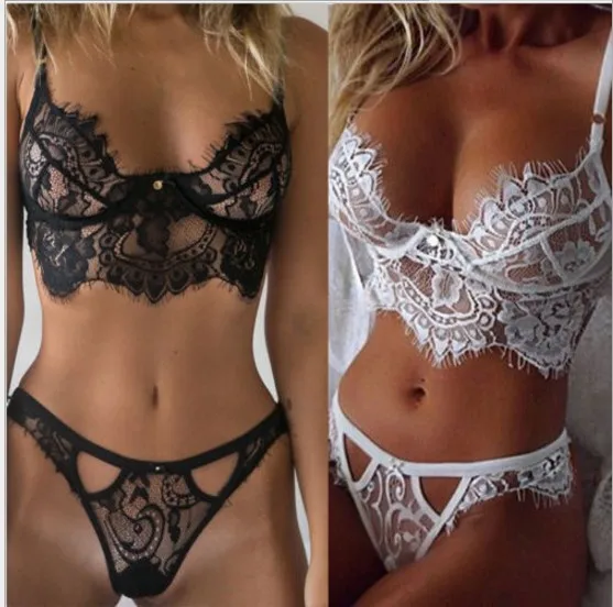 
Sexy lace transparent womens underwear ladies fancy lingerie and panties set 