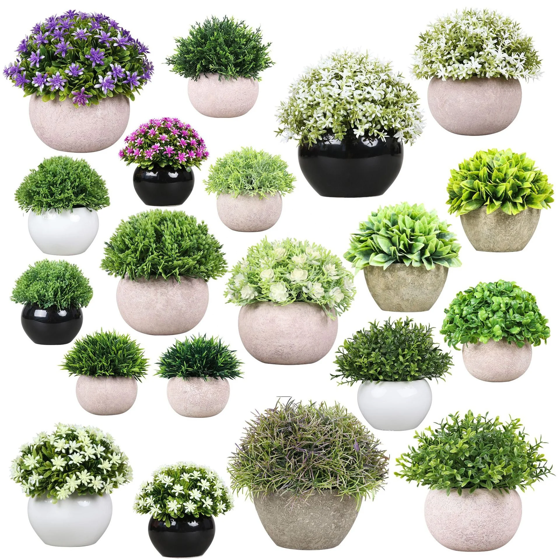 

Worth Home Office Desktop Decoration mini Faux Small Potted Artificial Plants Flowers in Decorative Pots