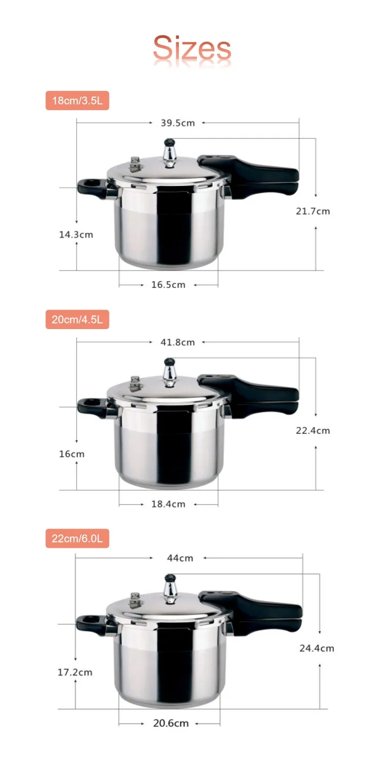 M-shape 18cm/3.5l Stainless Steel Higher Pressure Cooker Large Capacity ...