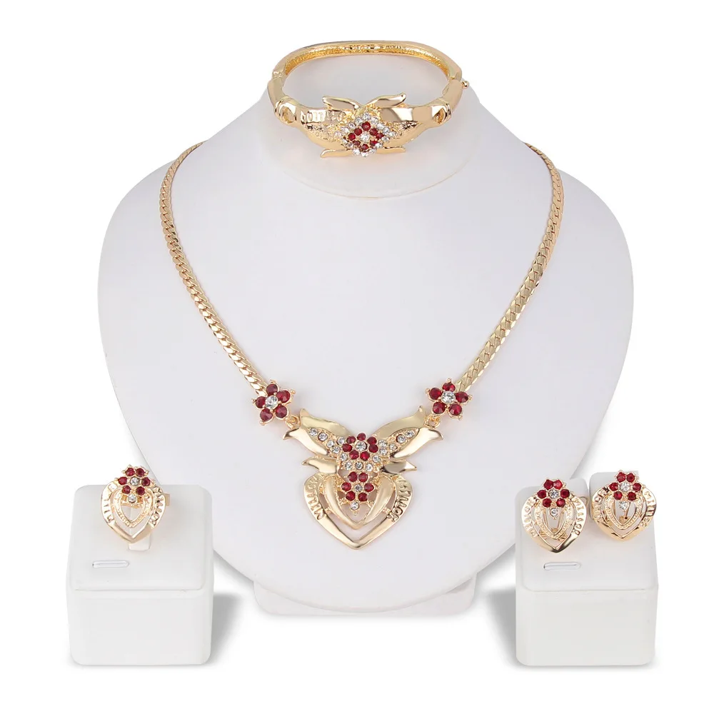 

Popular New Personality Exaggerated Temperament Four-Piece Necklace Fashion Wedding Prom Jewelry Set, Picture shows