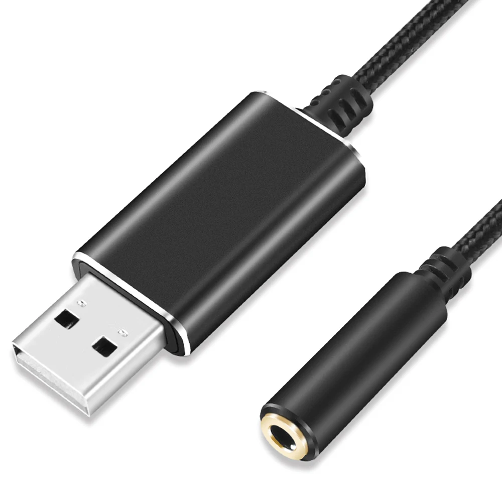 

USB to 3.5 mm Jack Audio Adapter Female AUX to Male USB Auxiliary Cable Converter for Stereo Headset Headphones, Black