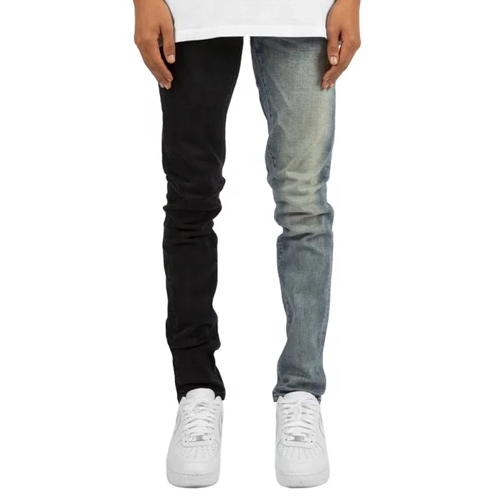 

DiZNEW New Model Custom Logo Slim Fit Black and blue Mens Jeans, As picture or customized