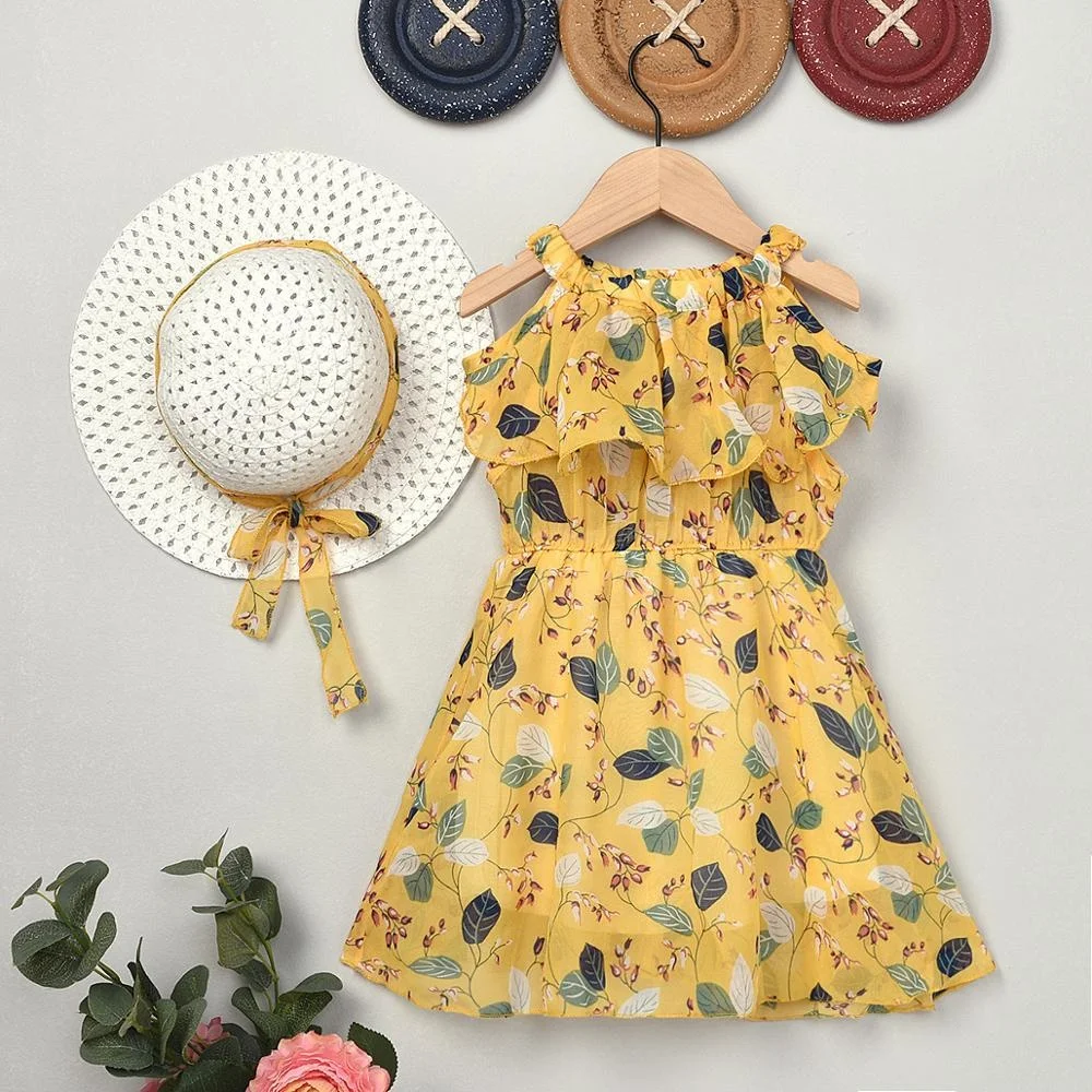 

B51911A 2020 New listing children girls fashion off shoulder chiffon dress, Picture